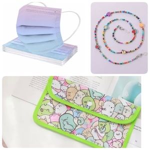 Bundle set Tie dyed face mask, chain holder, mask holder.